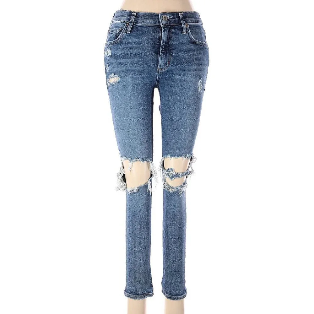 AGOLDE Sophie Distressed High Rise Crop Skinny Jeans